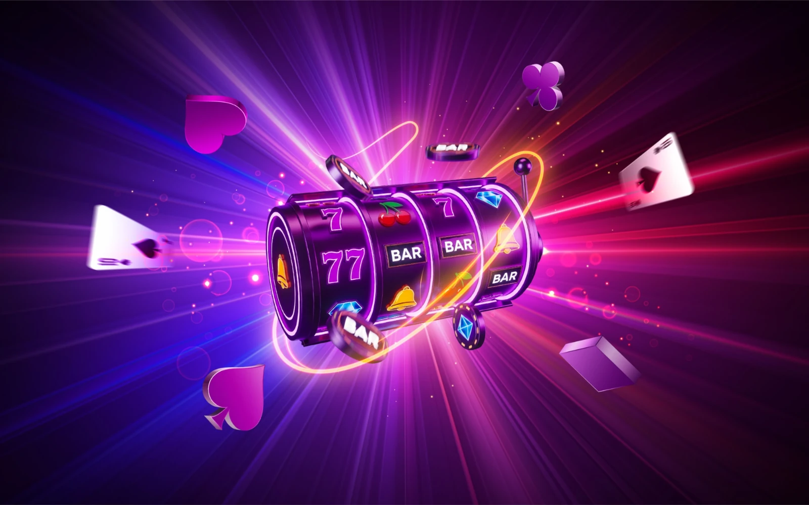 หน้าจอเกมสล็อตที่มีรีลและฟีเจอร์พิเศษ